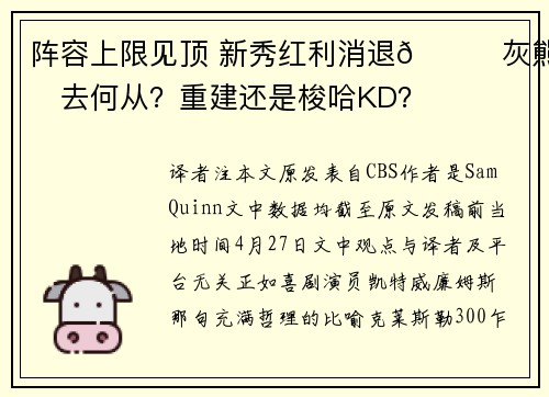 阵容上限见顶 新秀红利消退📉灰熊何去何从？重建还是梭哈KD？